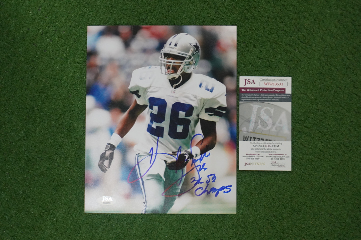 KEVIN SMITH DALLAS COWBOYS SIGNED 8x10 PHOTO with 3X SB CHAMPS JSA COA