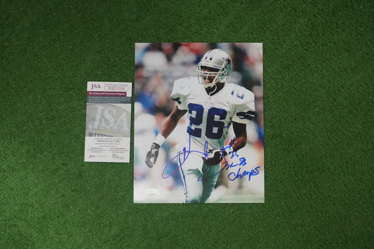 KEVIN SMITH DALLAS COWBOYS SIGNED 8x10 PHOTO with 3X SB CHAMPS JSA COA