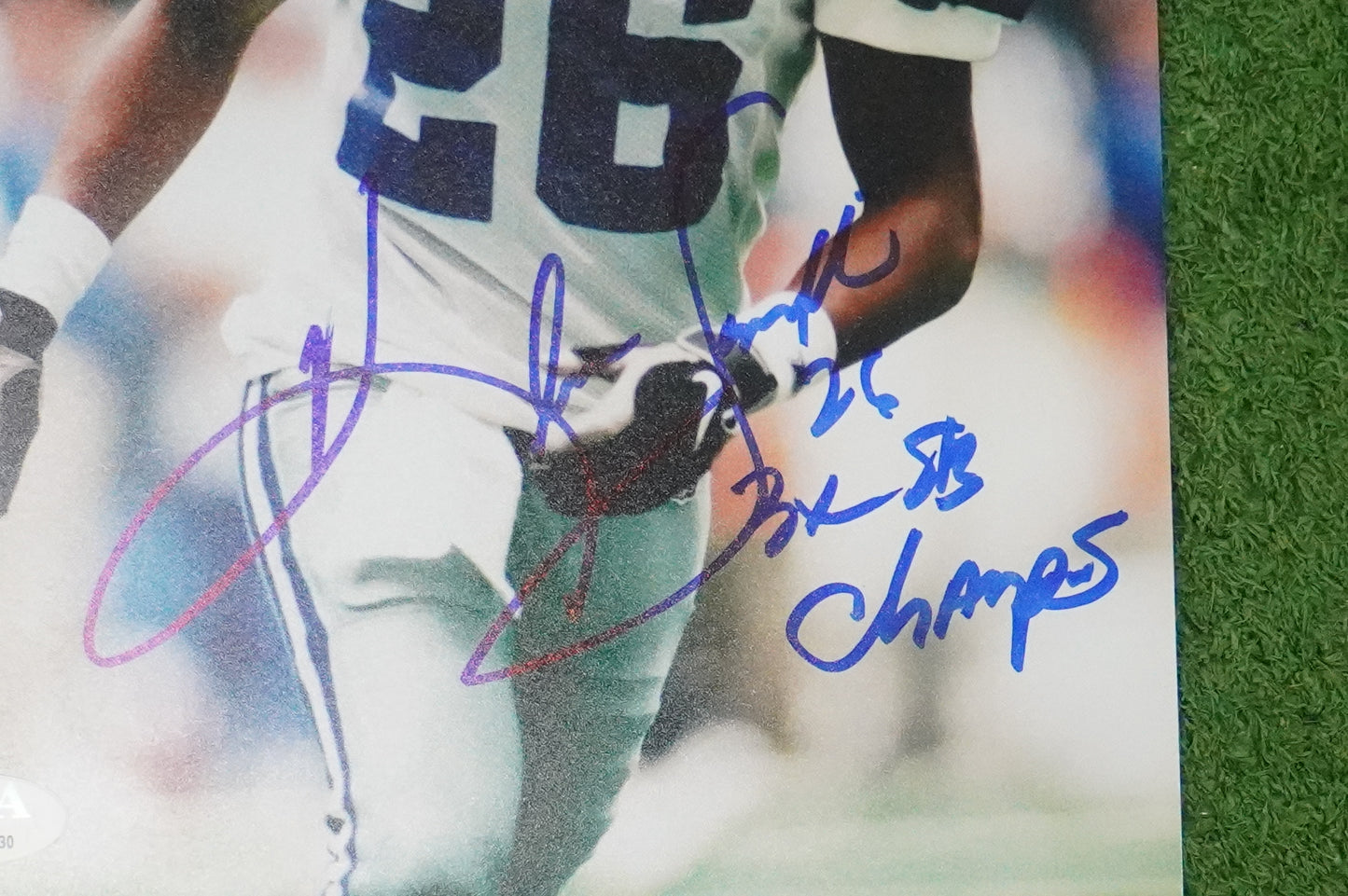KEVIN SMITH DALLAS COWBOYS SIGNED 8x10 PHOTO with 3X SB CHAMPS JSA COA