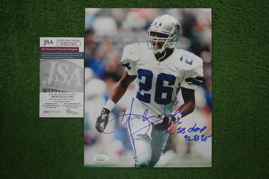 KEVIN SMITH DALLAS COWBOYS SIGNED 8x10 PHOTO with 3X SB CHAMPS JSA COA