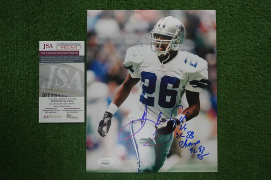 KEVIN SMITH DALLAS COWBOYS SIGNED 8x10 PHOTO with 3X SB CHAMPS JSA COA