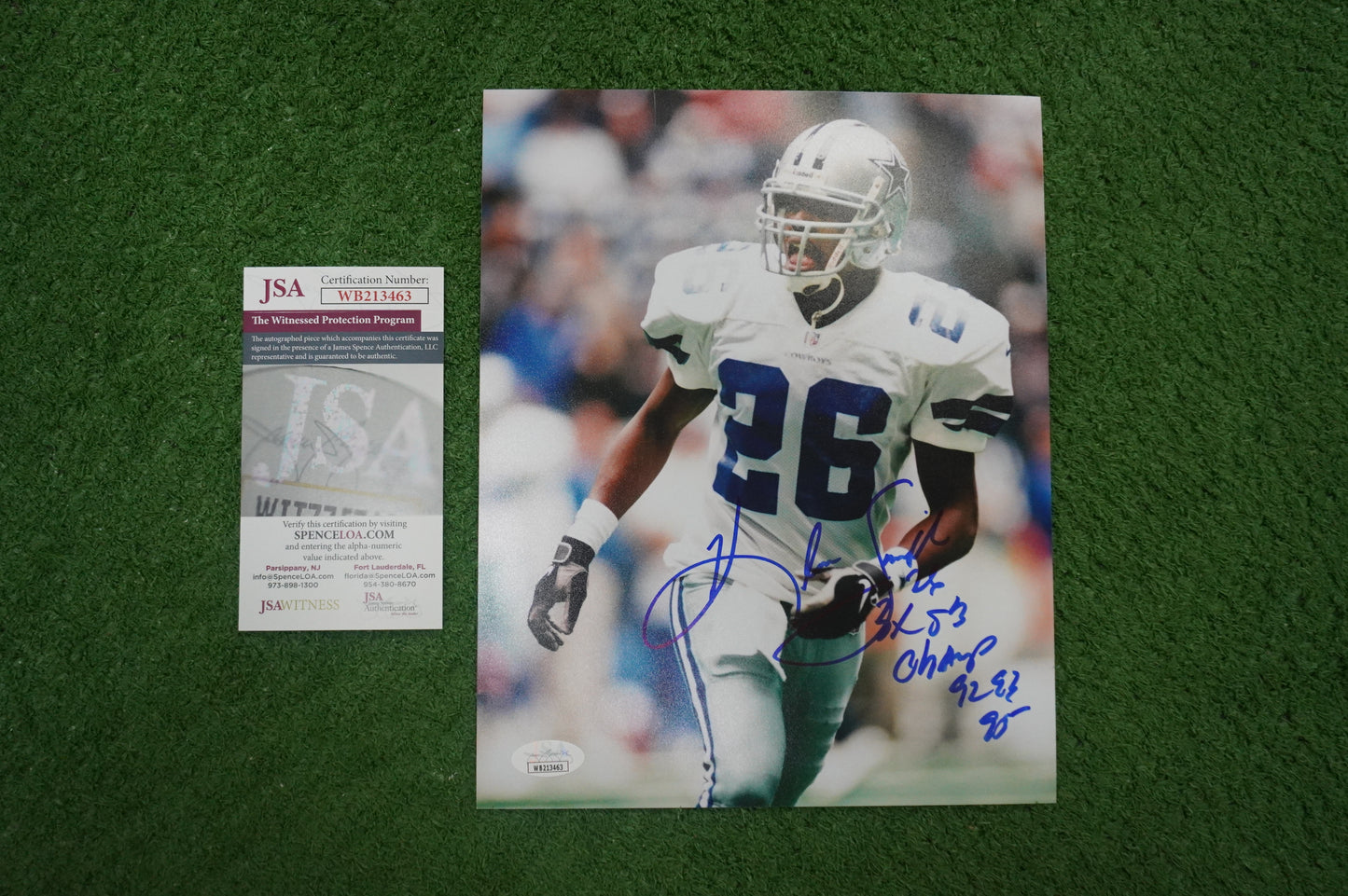 KEVIN SMITH DALLAS COWBOYS SIGNED 8x10 PHOTO with 3X SB CHAMPS JSA COA