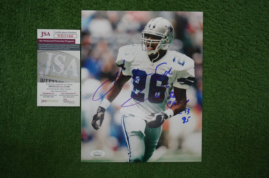 KEVIN SMITH DALLAS COWBOYS SIGNED 8x10 PHOTO with 3X SB CHAMPS JSA COA