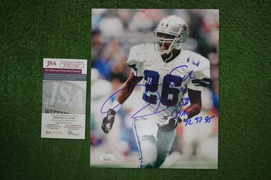 KEVIN SMITH DALLAS COWBOYS SIGNED 8x10 PHOTO with 3X SB CHAMPS JSA COA