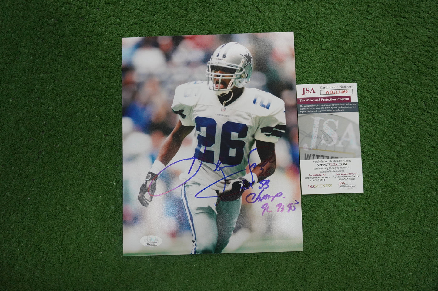 KEVIN SMITH DALLAS COWBOYS SIGNED 8x10 PHOTO with 3X SB CHAMPS JSA COA