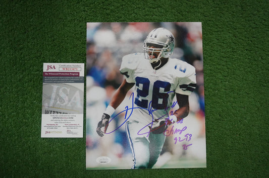 KEVIN SMITH DALLAS COWBOYS SIGNED 8x10 PHOTO with 3X SB CHAMPS JSA COA