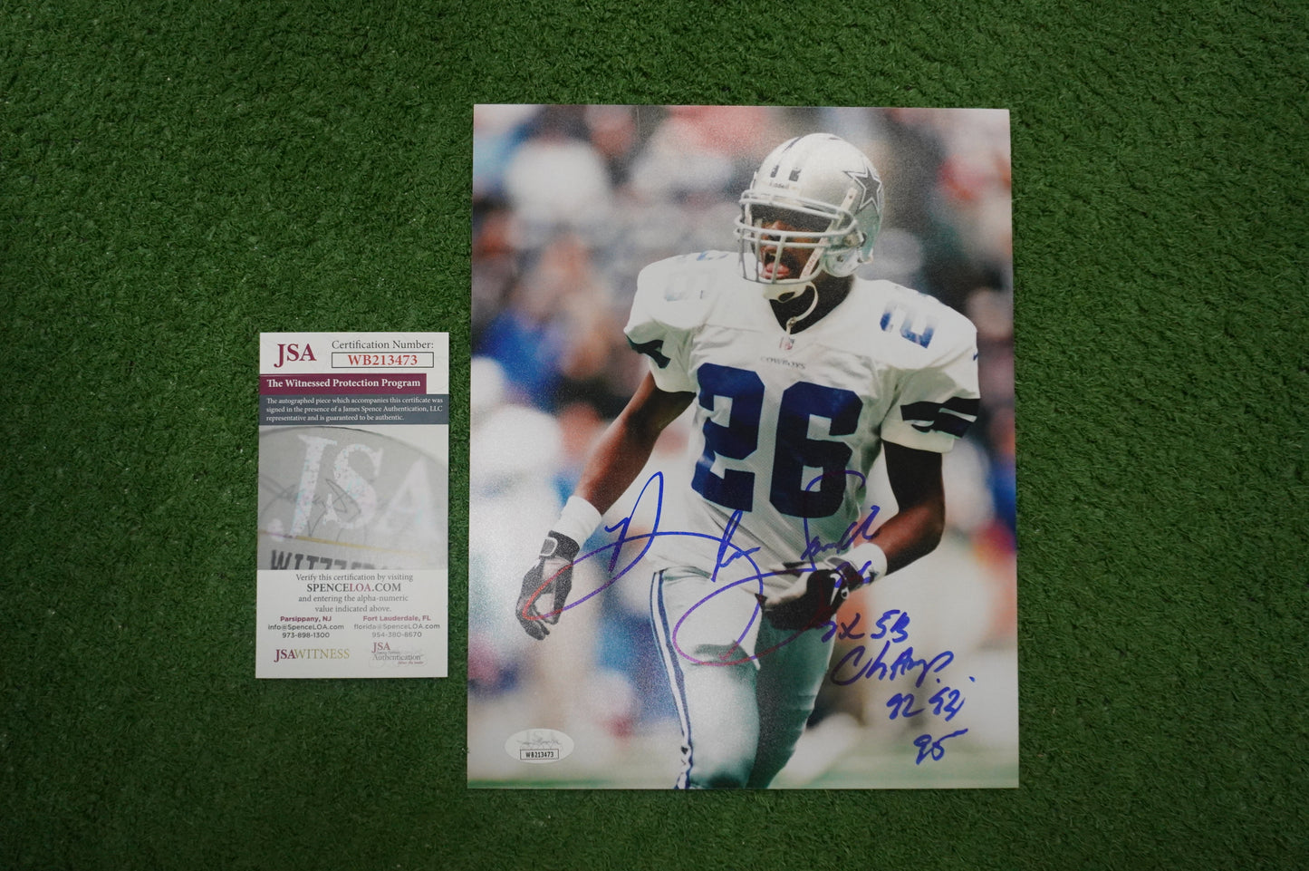 KEVIN SMITH DALLAS COWBOYS SIGNED 8x10 PHOTO with 3X SB CHAMPS JSA COA