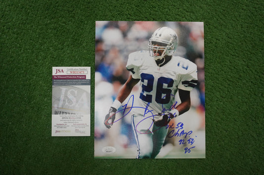 KEVIN SMITH DALLAS COWBOYS SIGNED 8x10 PHOTO with 3X SB CHAMPS JSA COA
