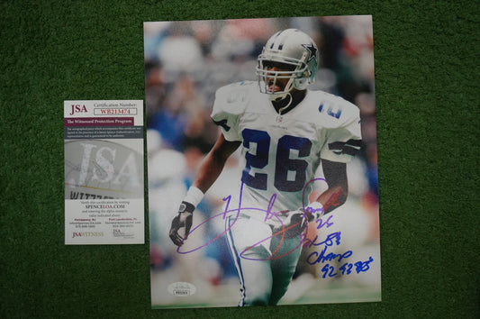 KEVIN SMITH DALLAS COWBOYS SIGNED 8x10 PHOTO with 3X SB CHAMPS JSA COA