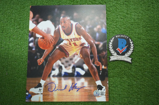 DEREK HARPER Signed 8x10 Photo NEW YORK KNICKS DALLAS MAVERICKS BAS COA