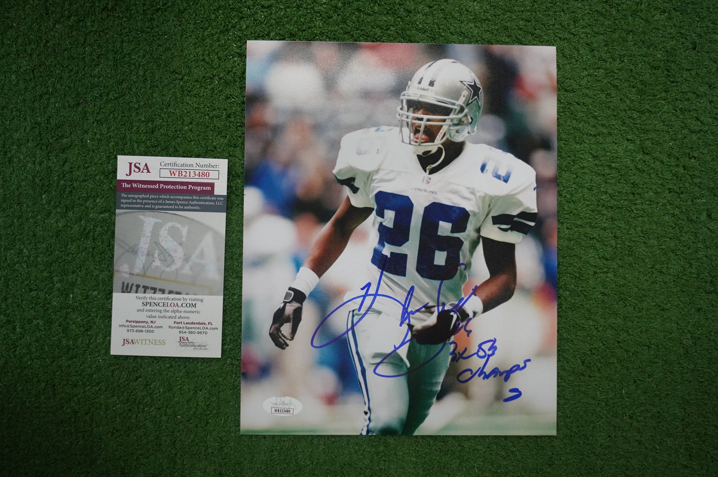 KEVIN SMITH DALLAS COWBOYS SIGNED 8x10 PHOTO with 3X SB CHAMPS JSA COA