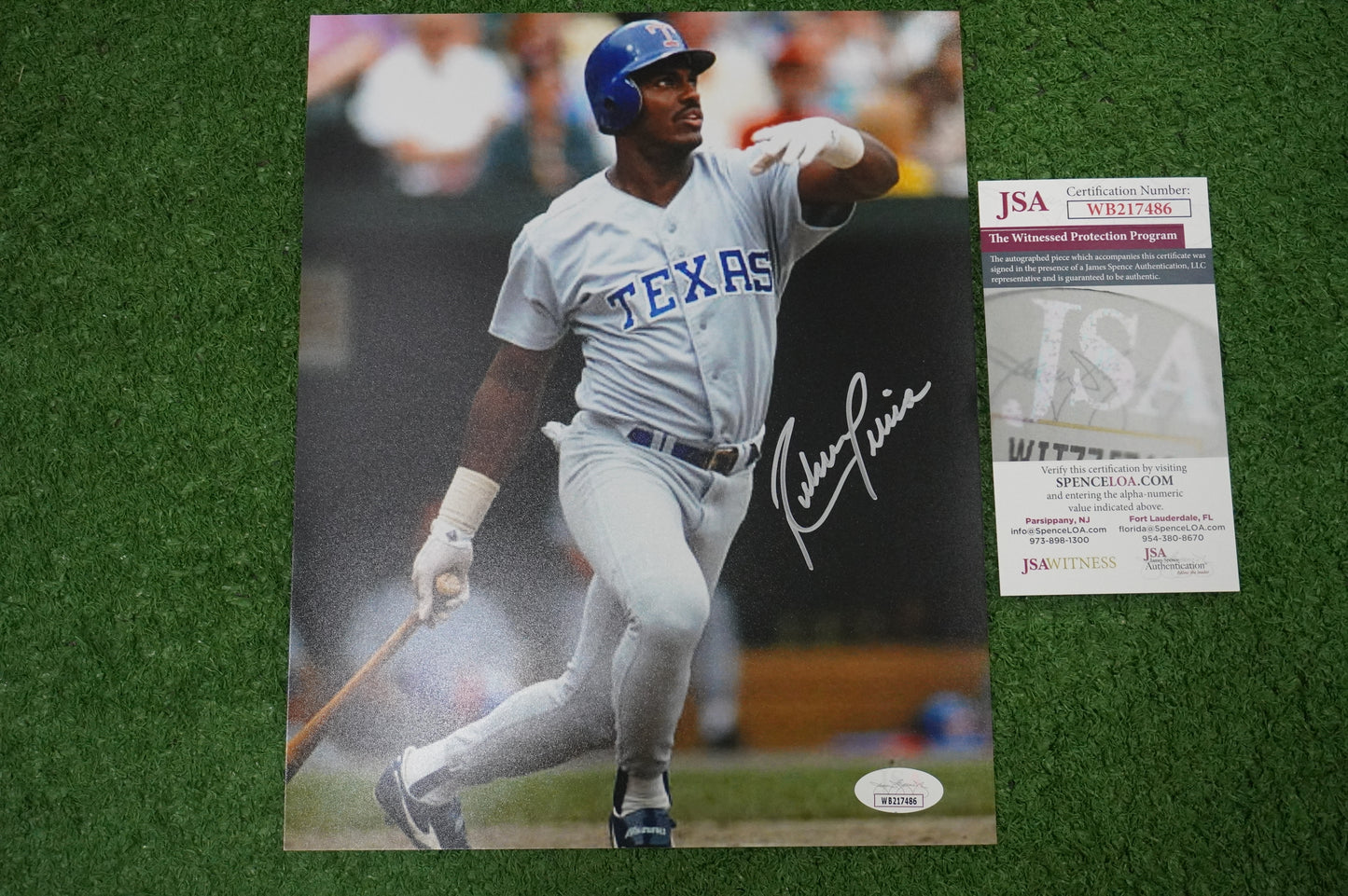 RUBEN SIERRA TEXAS RANGERS SIGNED 8x10 PHOTO JSA COA
