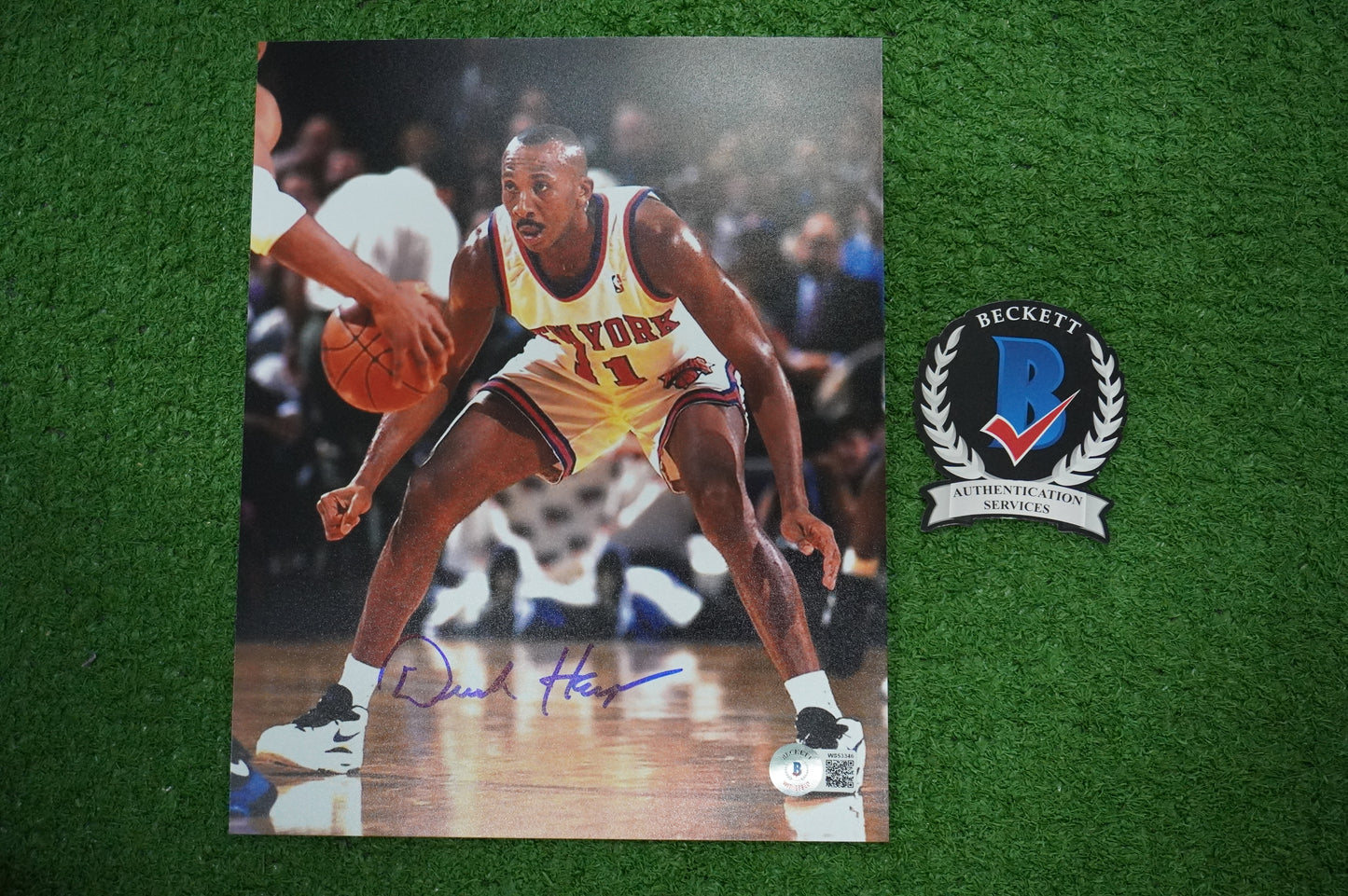 DEREK HARPER Signed 8x10 Photo NEW YORK KNICKS DALLAS MAVERICKS BAS COA
