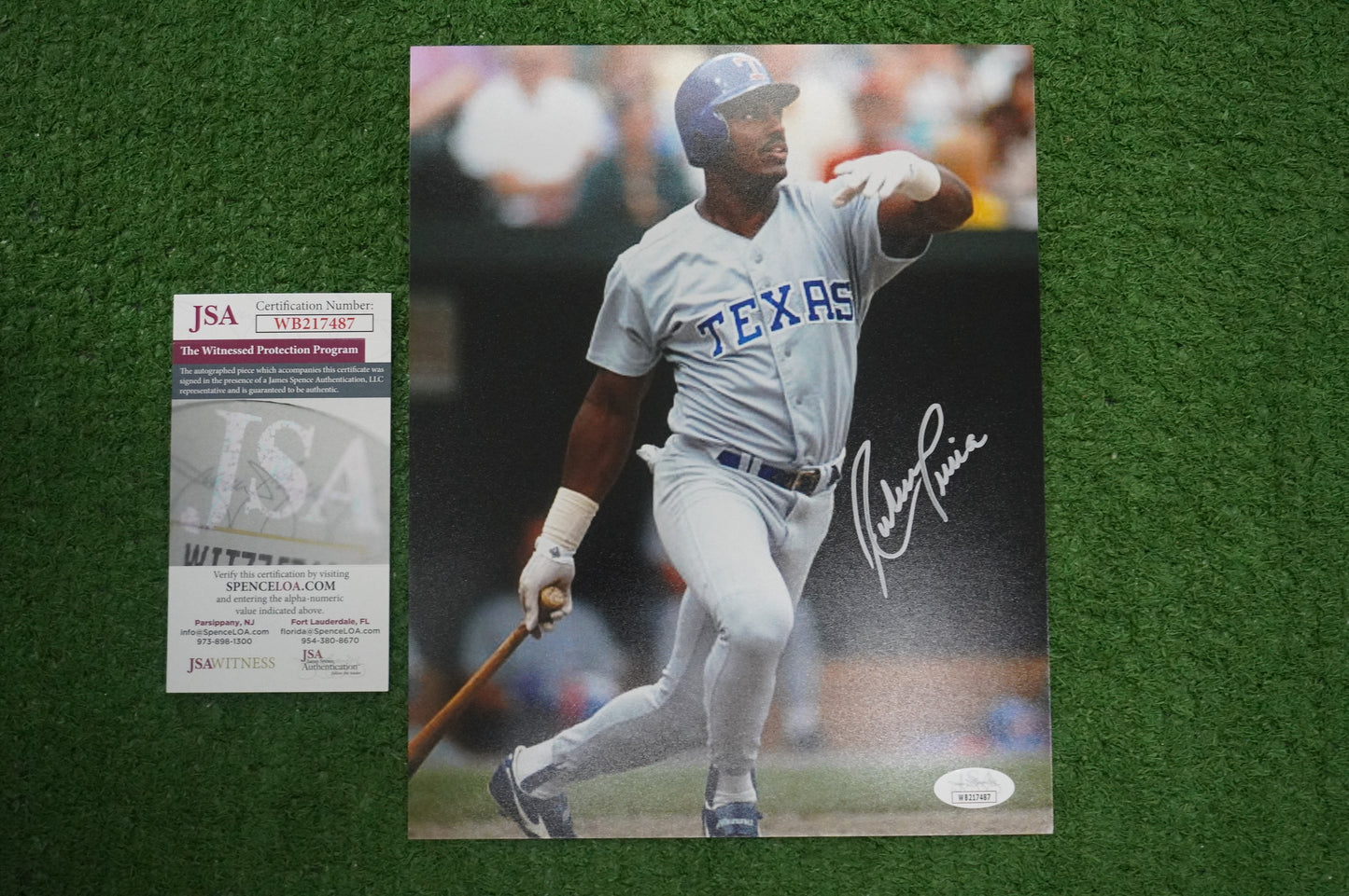 RUBEN SIERRA TEXAS RANGERS SIGNED 8x10 PHOTO JSA COA