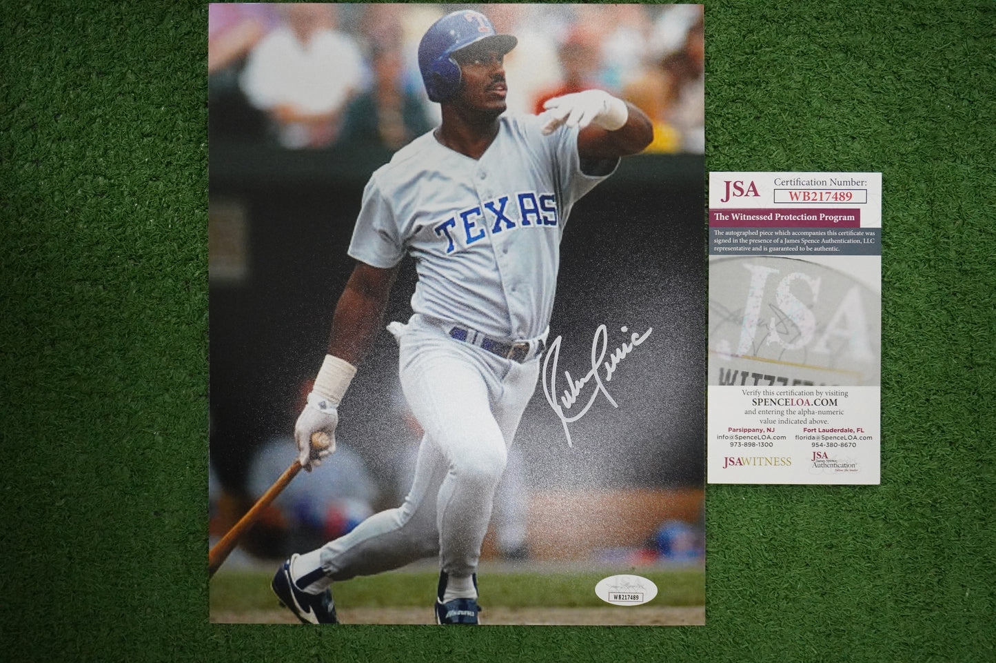 RUBEN SIERRA TEXAS RANGERS SIGNED 8x10 PHOTO JSA COA