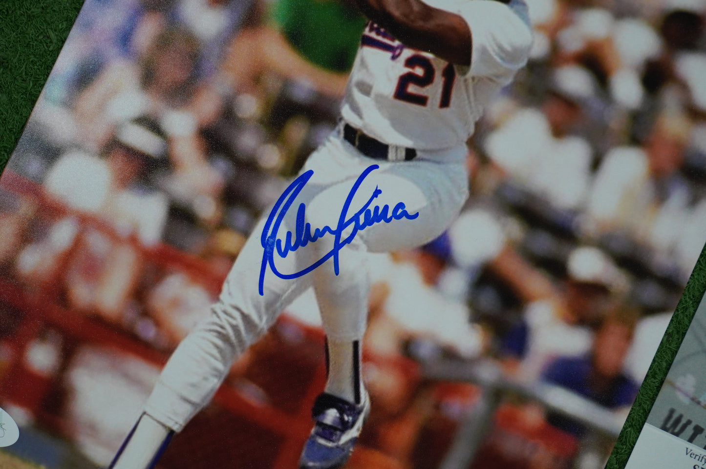 RUBEN SIERRA TEXAS RANGERS SIGNED 8x10 PHOTO Leg Kick JSA COA