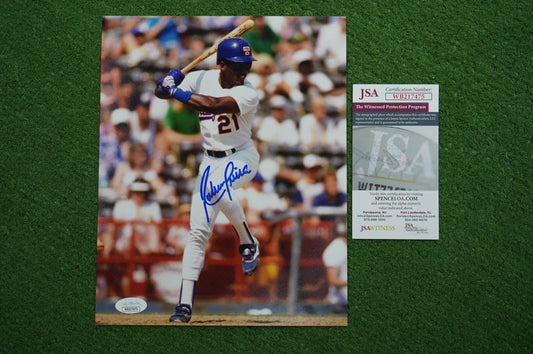 RUBEN SIERRA TEXAS RANGERS SIGNED 8x10 PHOTO Leg Kick JSA COA