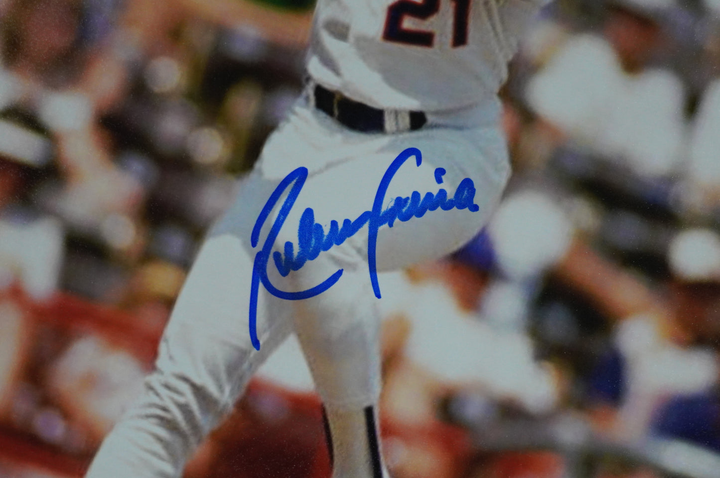RUBEN SIERRA TEXAS RANGERS SIGNED 8x10 PHOTO Leg Kick JSA COA