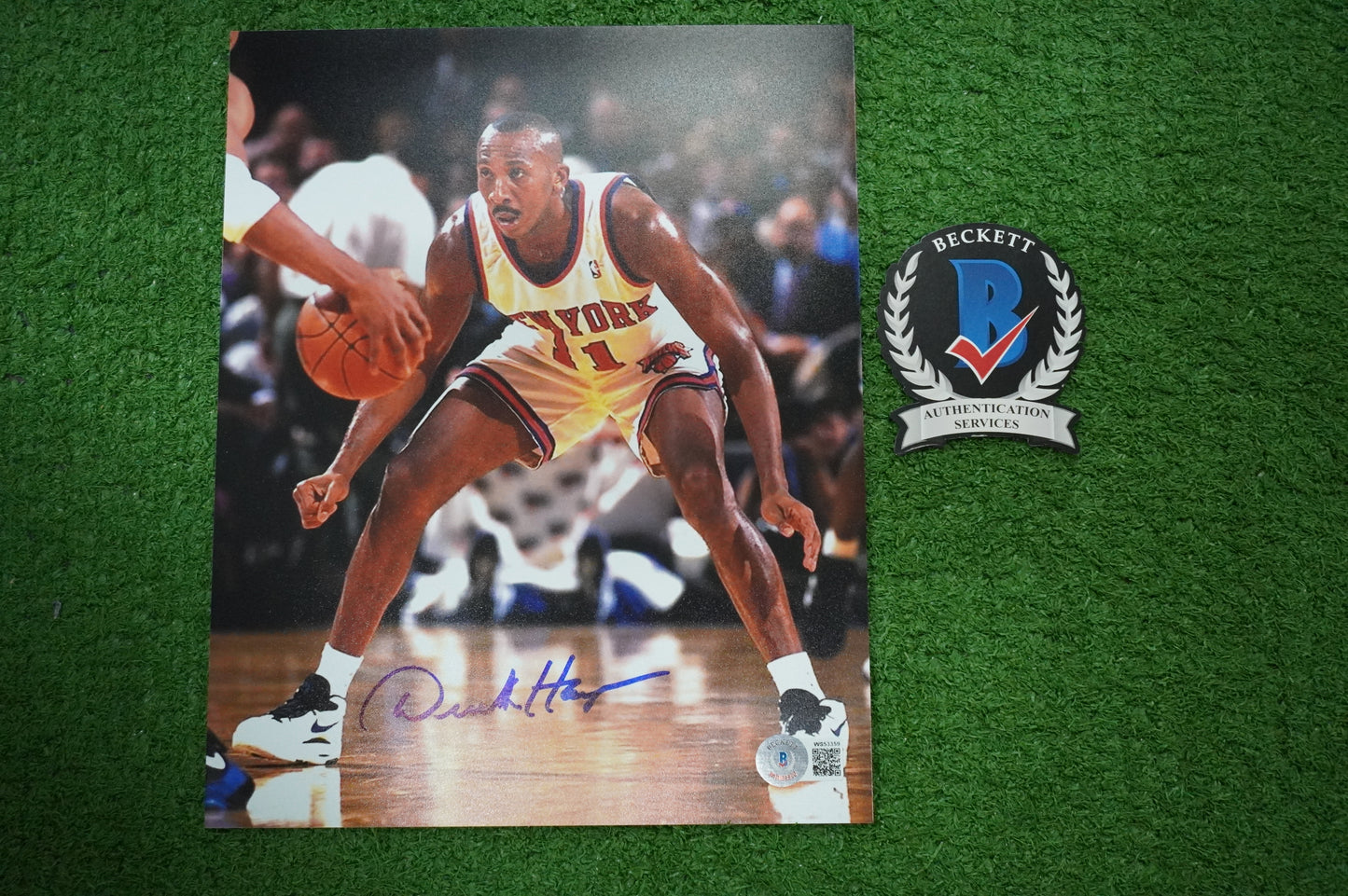 DEREK HARPER Signed 8x10 Photo NEW YORK KNICKS DALLAS MAVERICKS BAS COA