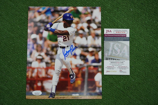 RUBEN SIERRA TEXAS RANGERS SIGNED 8x10 PHOTO Leg Kick JSA COA
