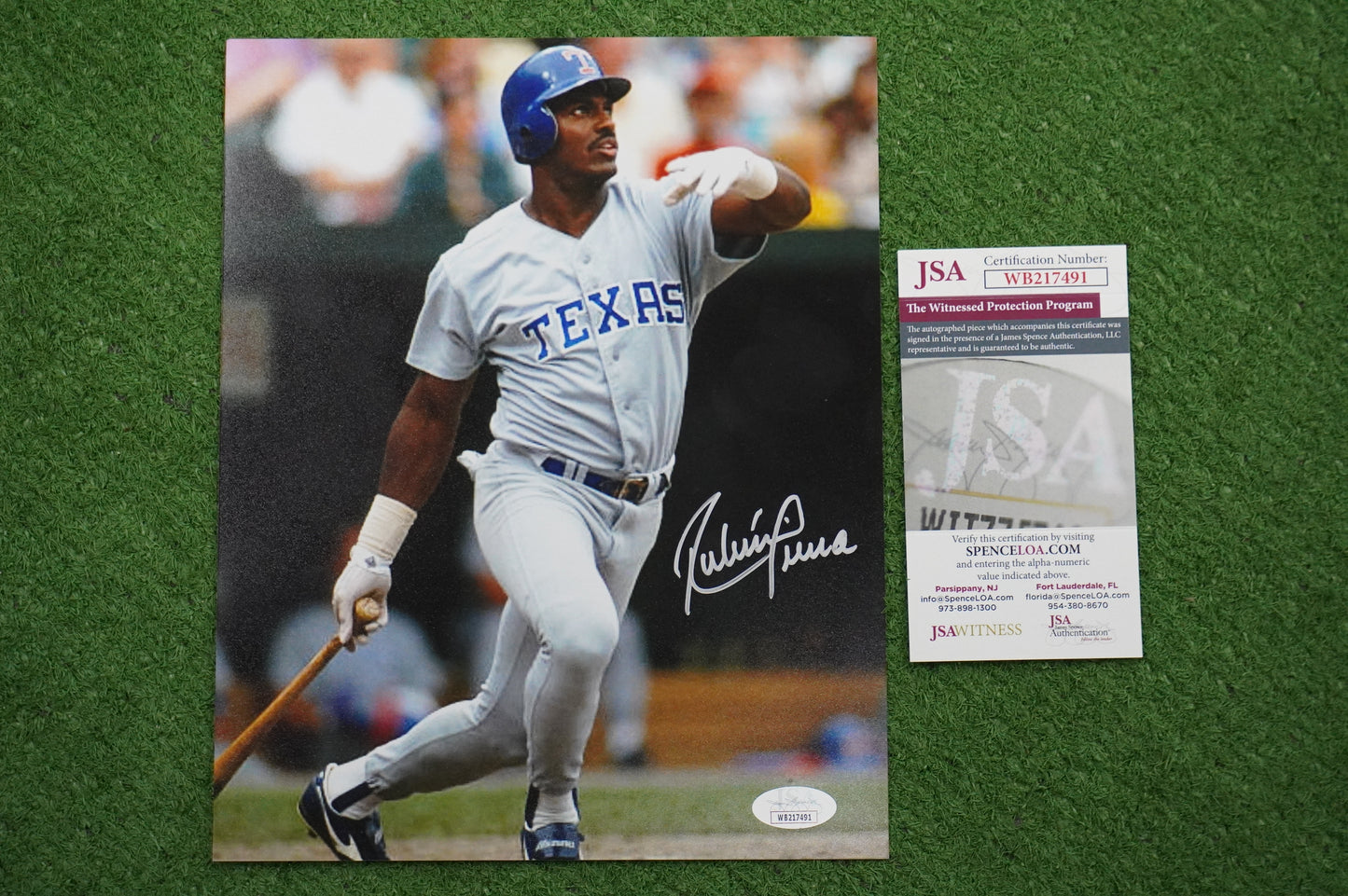 RUBEN SIERRA TEXAS RANGERS SIGNED 8x10 PHOTO JSA COA