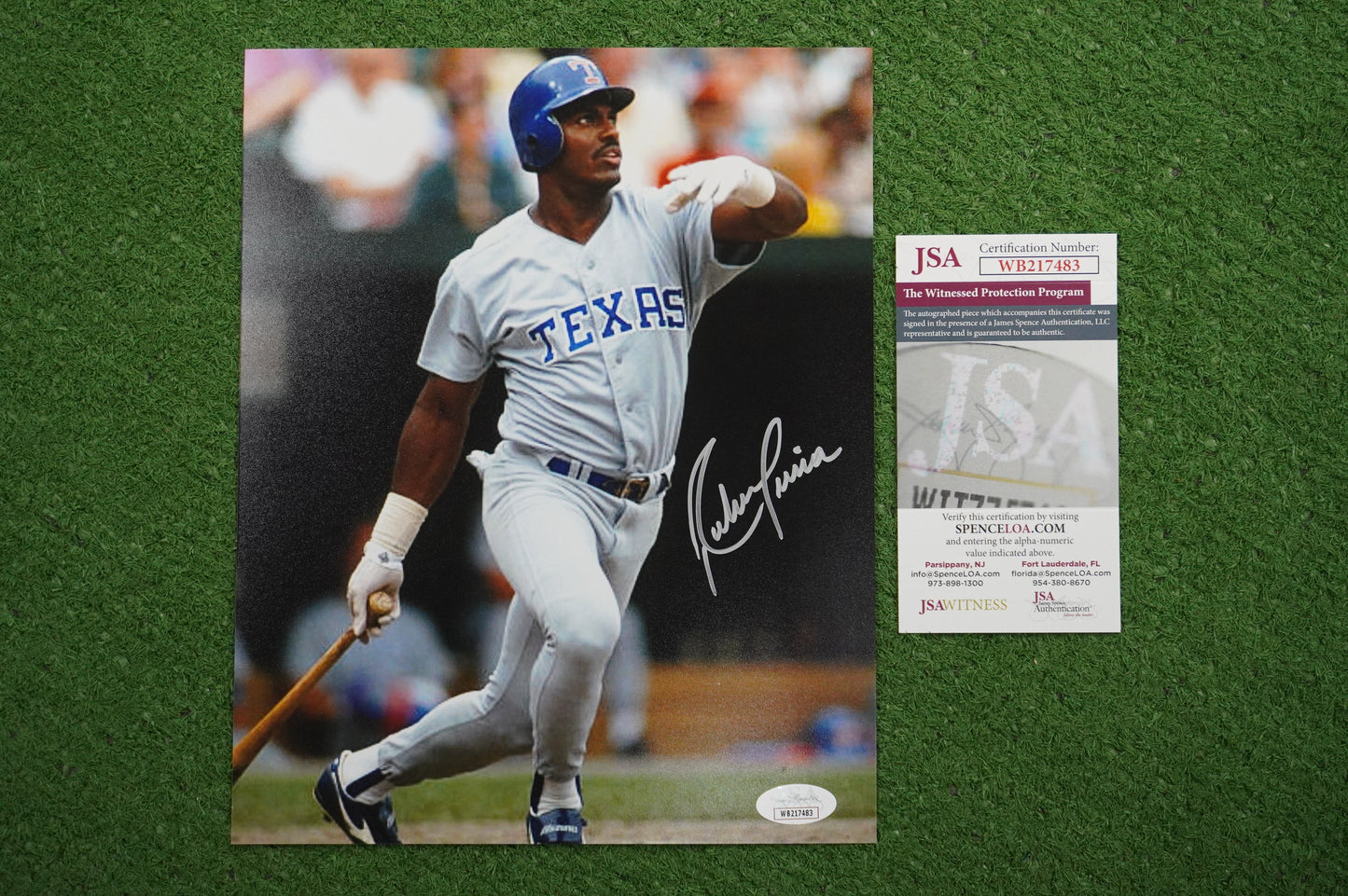 RUBEN SIERRA TEXAS RANGERS SIGNED 8x10 PHOTO JSA COA