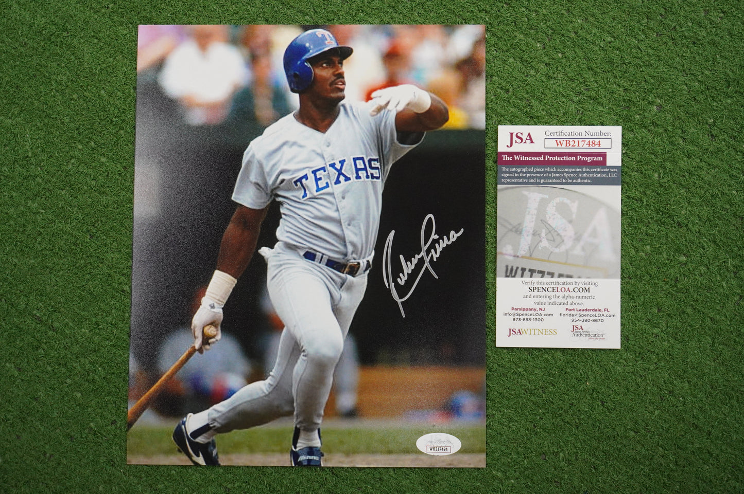 RUBEN SIERRA TEXAS RANGERS SIGNED 8x10 PHOTO JSA COA