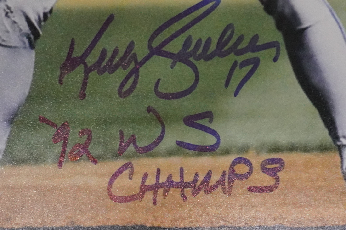 KELLY GRUBER Signed 8x10 Photo TORONTO BLUE JAYS w/"92 W.S Champs" BAS COA