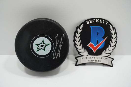 LOGAN STANKOVEN DALLAS STARS SIGNED Logo PUCK BAS COA