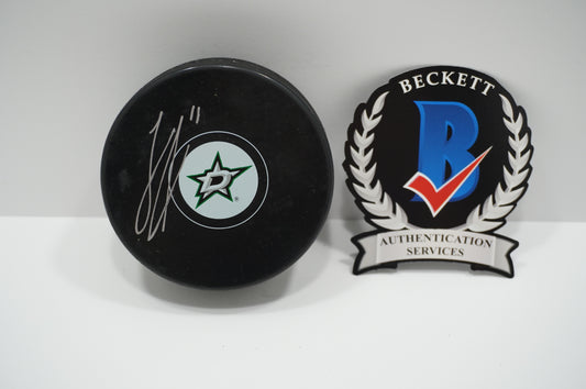 LOGAN STANKOVEN DALLAS STARS SIGNED Logo PUCK BAS COA