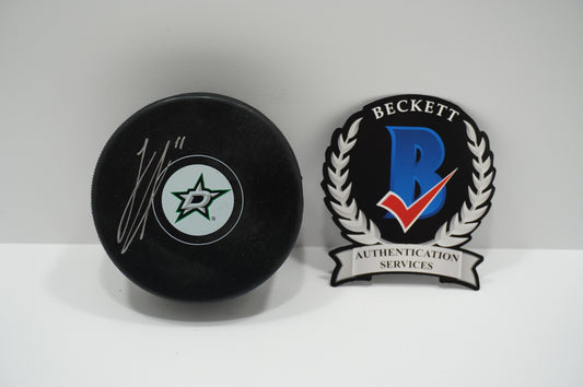 LOGAN STANKOVEN DALLAS STARS SIGNED Logo PUCK BAS COA