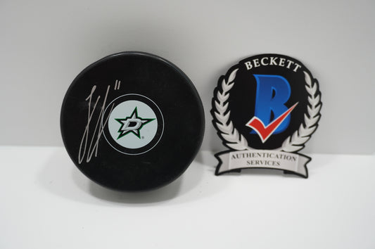 LOGAN STANKOVEN DALLAS STARS SIGNED Logo PUCK BAS COA