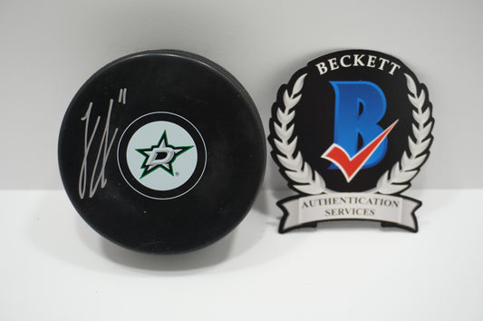 LOGAN STANKOVEN DALLAS STARS SIGNED Logo PUCK BAS COA