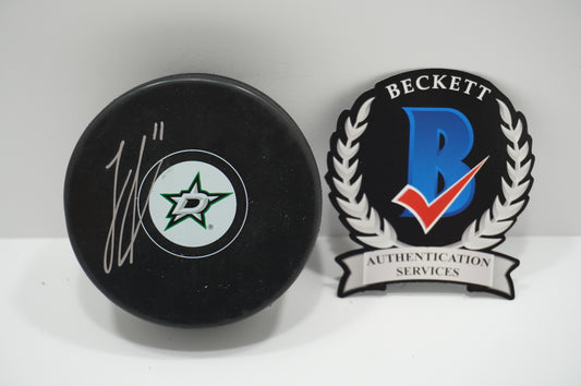 LOGAN STANKOVEN DALLAS STARS SIGNED Logo PUCK BAS COA