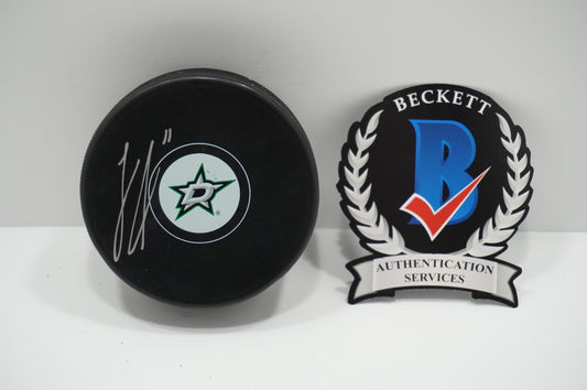 LOGAN STANKOVEN DALLAS STARS SIGNED Logo PUCK BAS COA