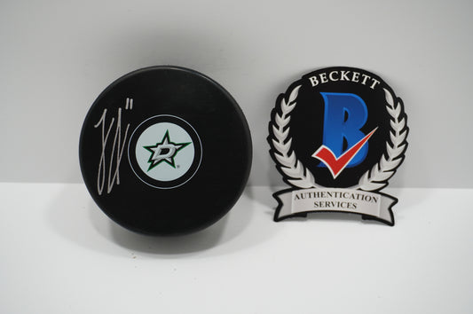 LOGAN STANKOVEN DALLAS STARS SIGNED Logo PUCK BAS COA