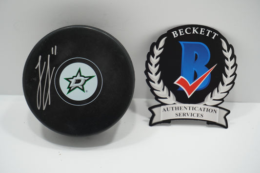LOGAN STANKOVEN DALLAS STARS SIGNED Logo PUCK BAS COA