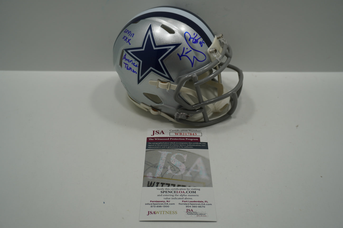 KEVIN WILLIAMS DALLAS COWBOYS SIGNED Mini Helmet wXXVIII XXX AmericasTeam JSA