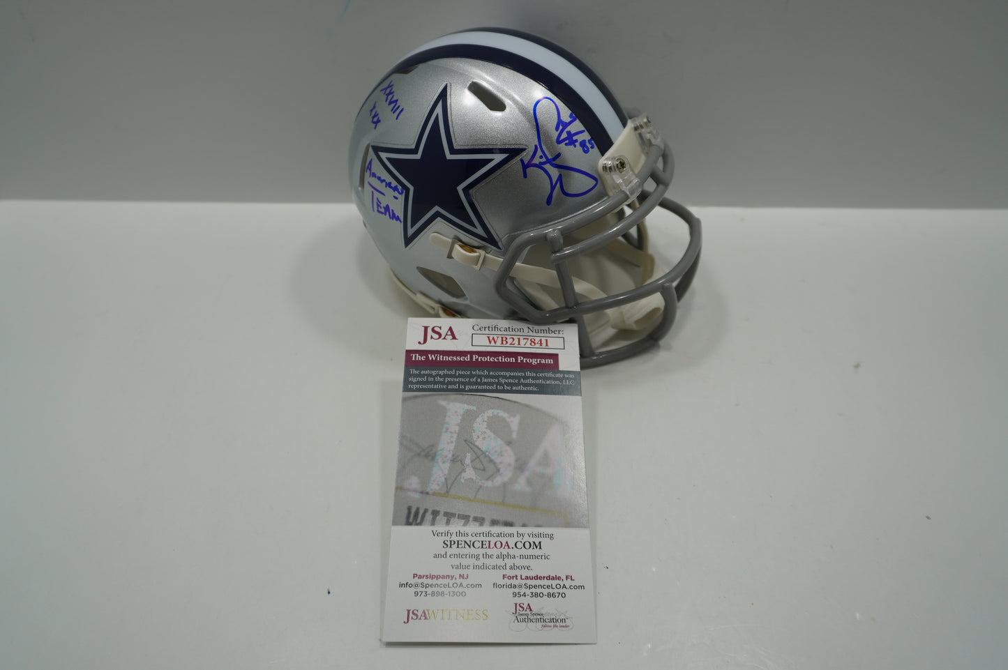 KEVIN WILLIAMS DALLAS COWBOYS SIGNED Mini Helmet wXXVIII XXX AmericasTeam JSA