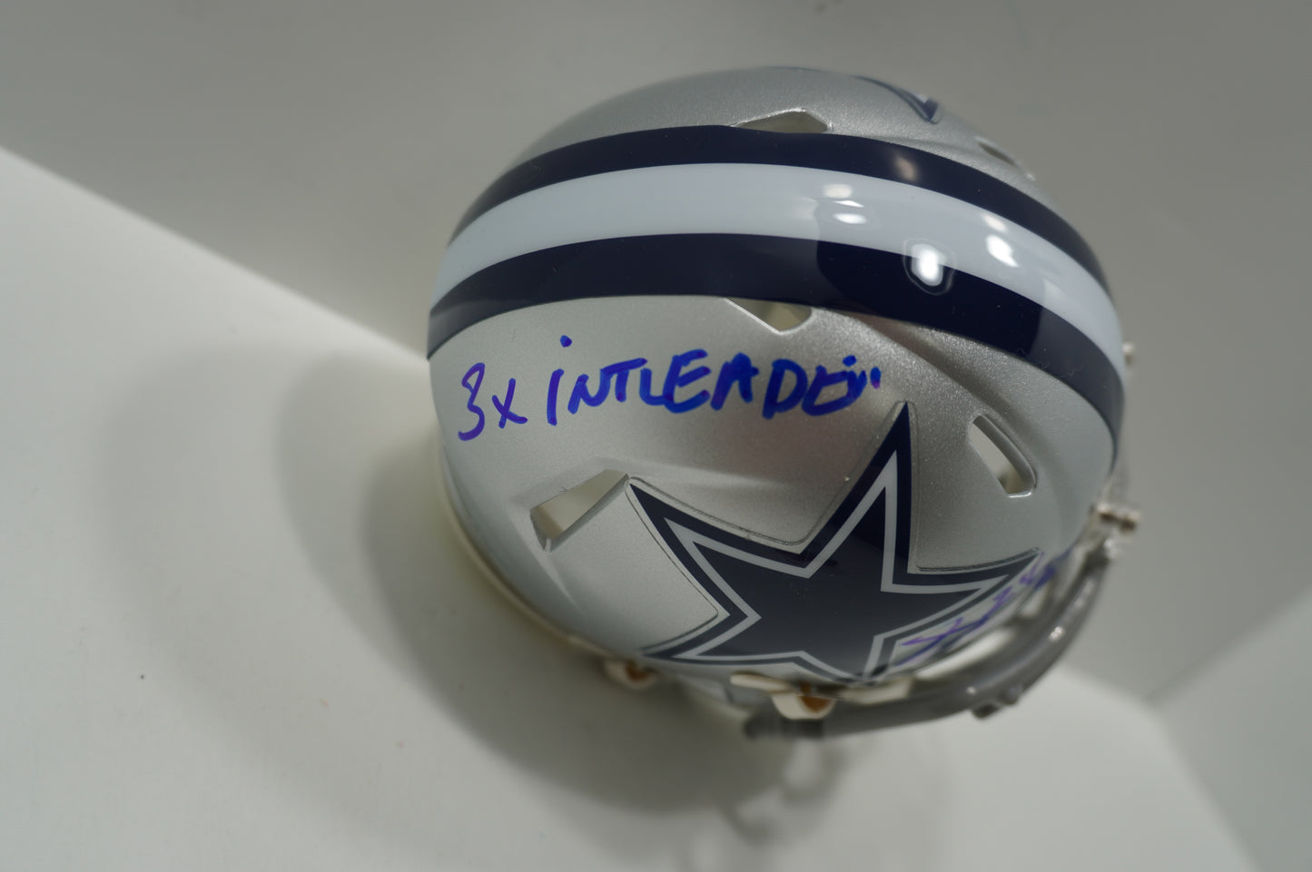 EVERSON WALLS DALLAS COWBOYS SIGNED Mini Helmet w/3x INT LEADER JSA COA