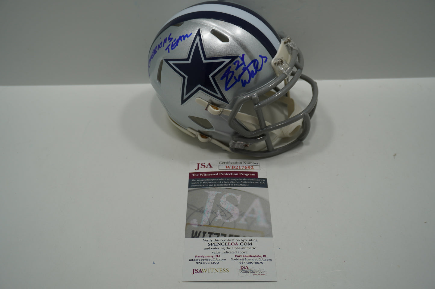 EVERSON WALLS DALLAS COWBOYS SIGNED Mini Helmet w/Americas Team JSA COA