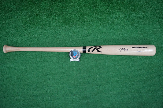 JOSH JUNG TEXAS RANGERS SIGNED BLONDE RAWLINGS BASEBALL BAT BAS COA