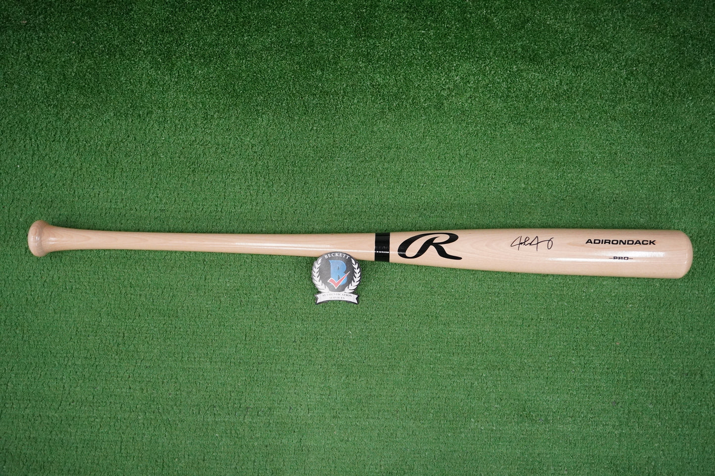 JOSH JUNG TEXAS RANGERS SIGNED BLONDE RAWLINGS BASEBALL BAT BAS COA