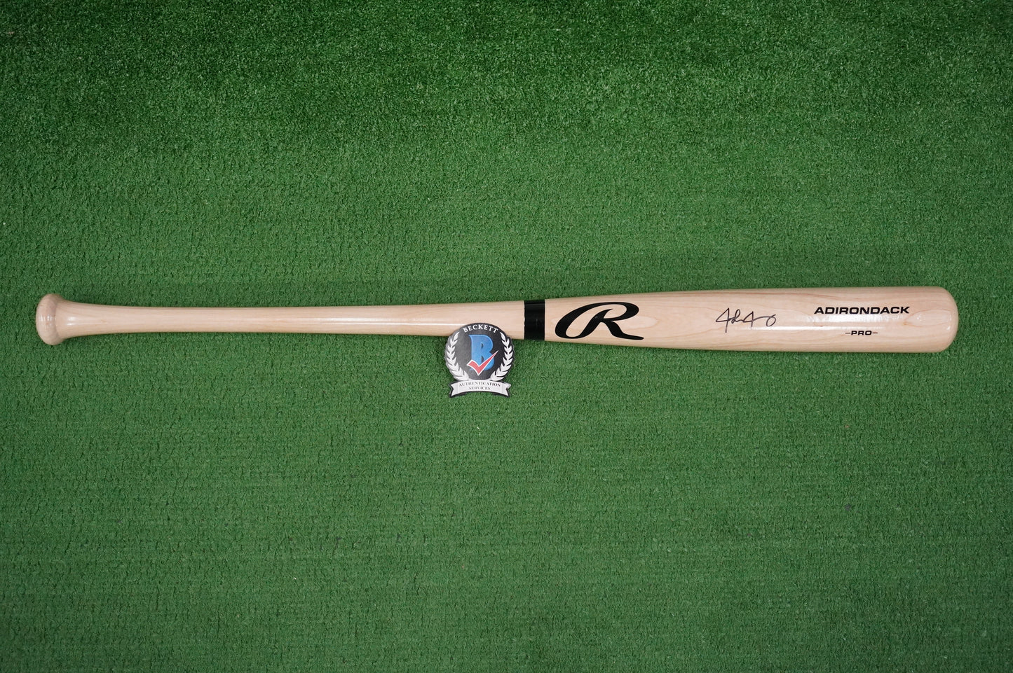 JOSH JUNG TEXAS RANGERS SIGNED BLONDE RAWLINGS BASEBALL BAT BAS COA