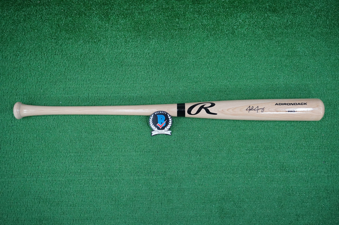 JOSH JUNG TEXAS RANGERS SIGNED BLONDE RAWLINGS BASEBALL BAT BAS COA