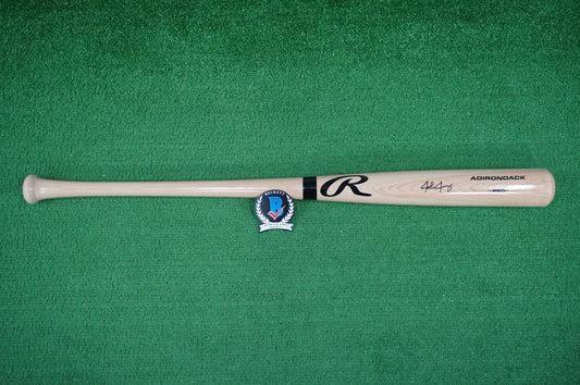 JOSH JUNG TEXAS RANGERS SIGNED BLONDE RAWLINGS BASEBALL BAT BAS COA