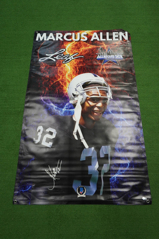 MARCUS ALLEN SIGNED RAIDERS Dallas Card Show 36x60 VINYL BANNER USC BAS