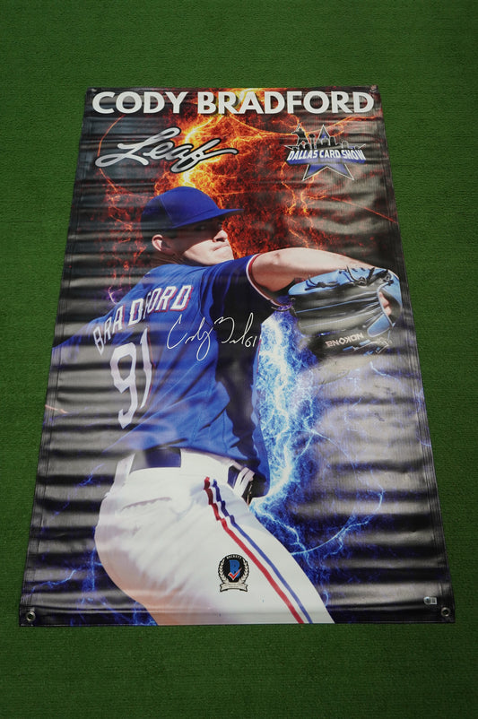 CODY BRADFORD SIGNED TEXAS RANGERS Dallas Card Show 36x60 VINYL BANNER BAS