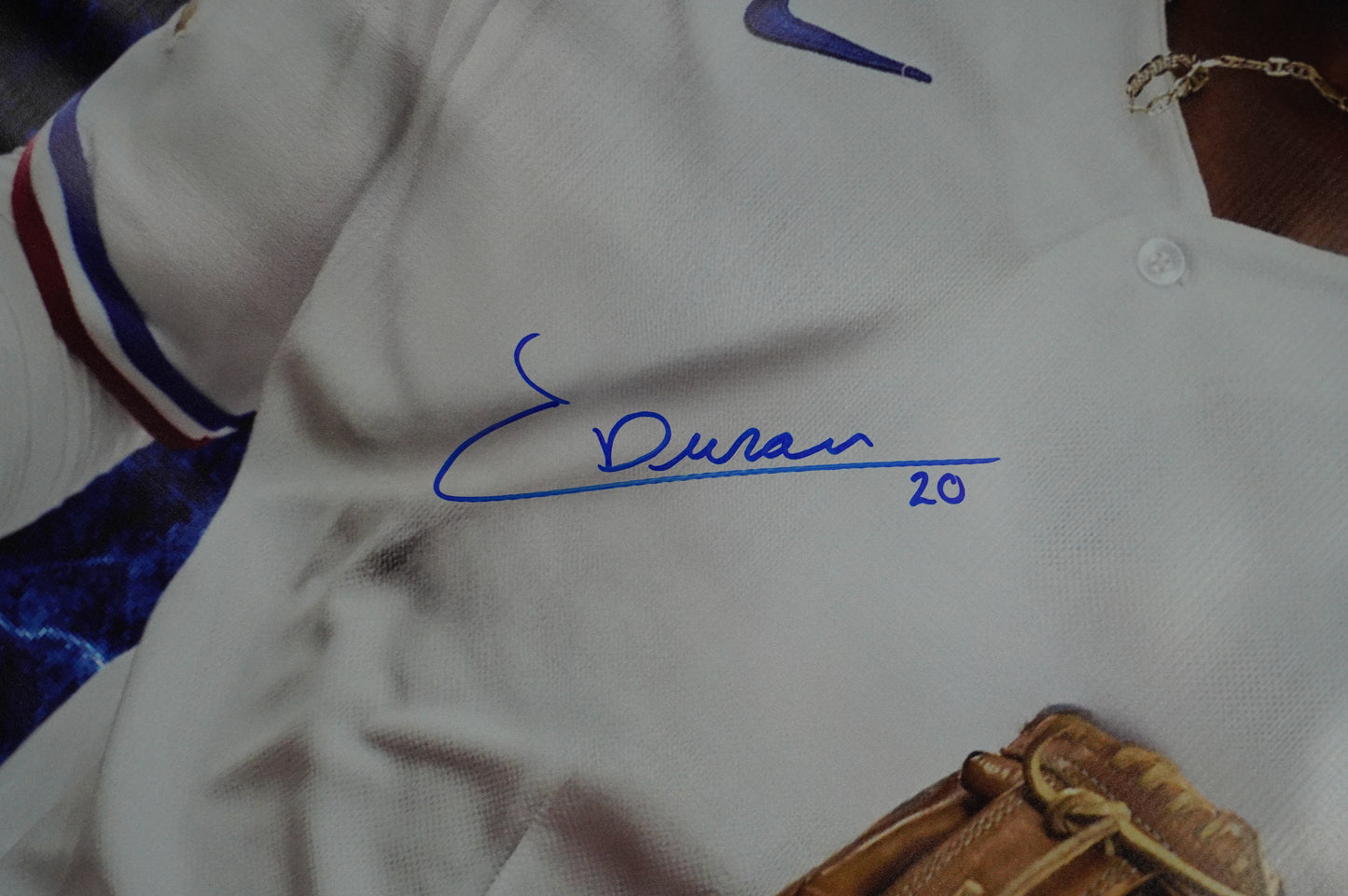 EZEQUIEL DURAN SIGNED TEXAS RANGERS Dallas Card Show 36x60 VINYL BANNER BAS