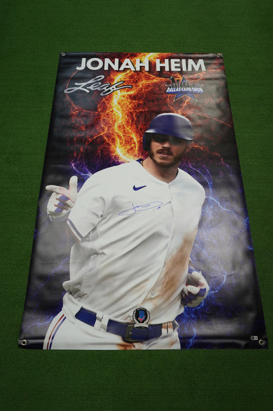 JONAH HEIM SIGNED TEXAS RANGERS Dallas Card Show 36x60 VINYL BANNER BAS